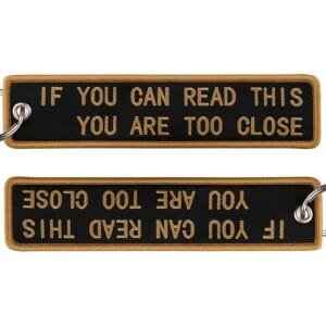 colourful key rings with embroidered text for motorcycle