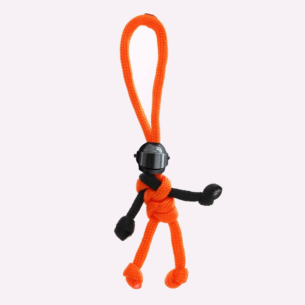 Orange and black color „Paracord“ rope pendant-man with helmet