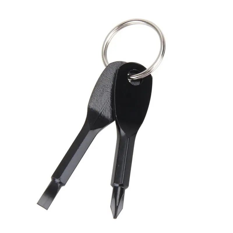 Metal keyring with mini screwdrivers