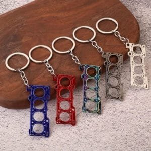 Metal keyring - accessory in the shape of an engine gasket for cars and motorcycles