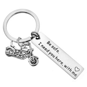 Be Safe metal keyring with motorcycle