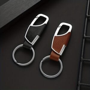 leather pendants metal carabiner