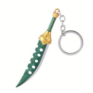 Metal keyring green sword anime style