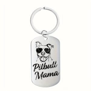 keyring with modern engraving pitbull mama