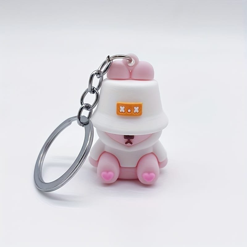 Meškutis pakabukas su panamke – išskirtinis pakabukas raktams - Pilt 2