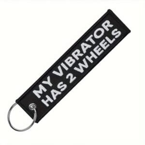 Material motorcycle keyring with my vibrator has 2 wheels
