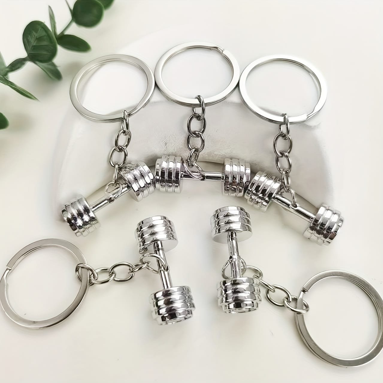 Sportiniai raktų pakabukai – Metalinis hantelio formos pakabukas - Pilt 2