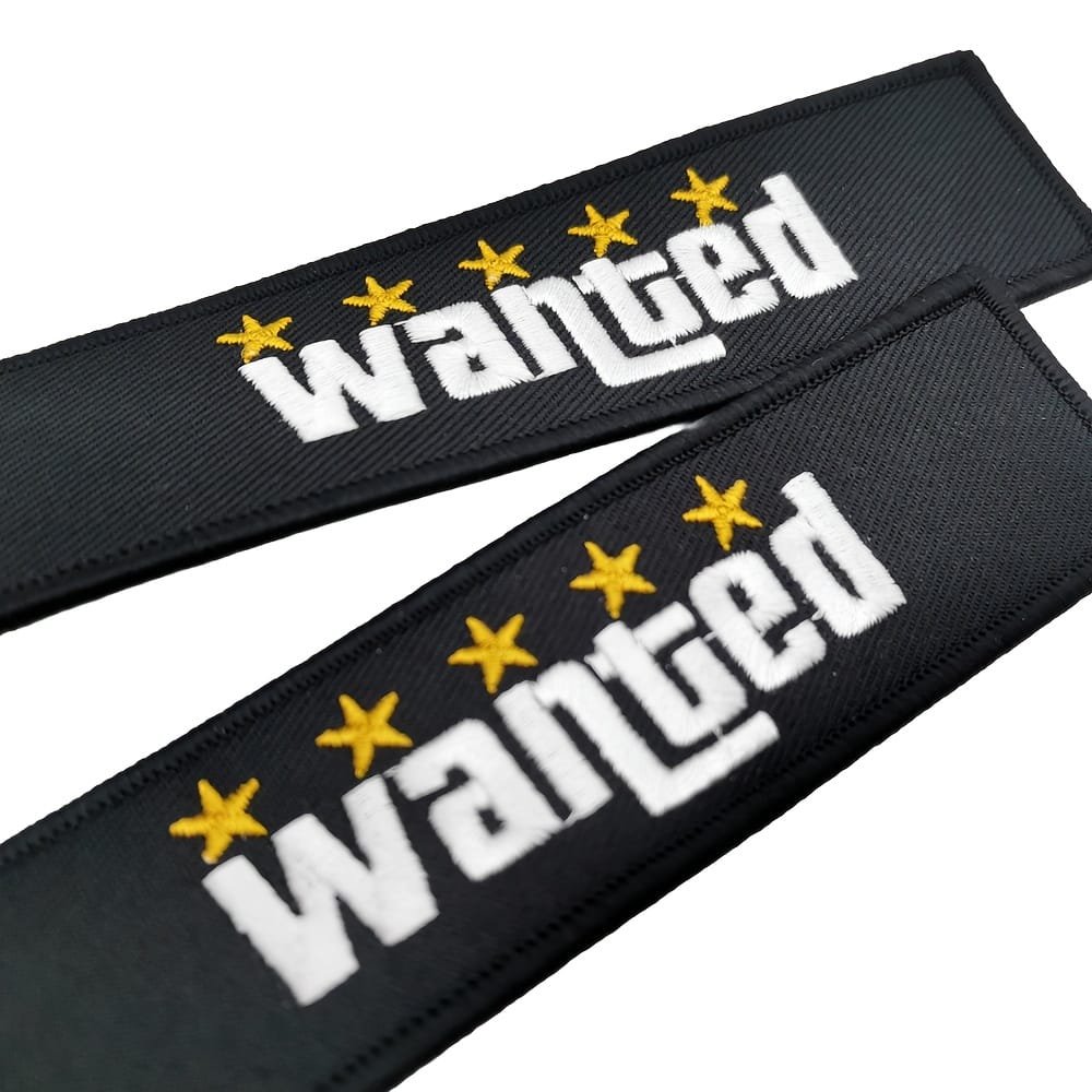 Dovanos motociklininkui – siuvinėtas pakabukas raktams WANTED - Vaizdas 2