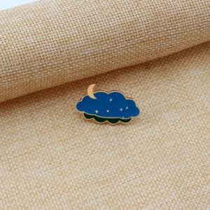 Metal pin night sky with stars and moon - gift idea
