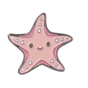 metal badge sea star enamel with pink highlights
