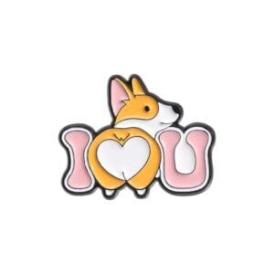 badge with corgi and „I love U“