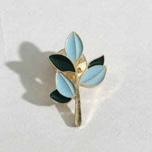 Leaf blue green gold plant aesthetic enamel pin nature pin