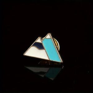 Mountains with snow-capped peaks white blue blue enamel brooch nature