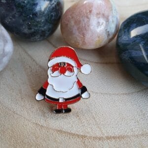 Santa Claus red hat white beard enamel brooch festive decoration