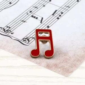 Music note red gold outline enamel pin pin music notes