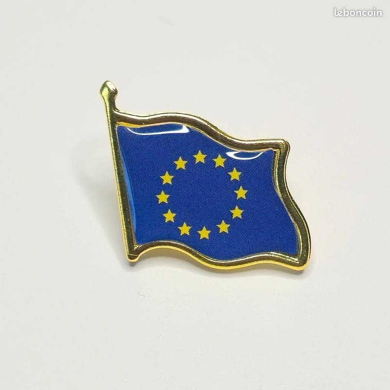 Flag of the European Union wavy blue with 12 gold stars enamel pin with EU symbols