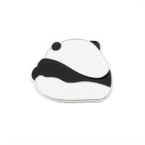 Sleeping panda curled white black minimalist design cosy enamel pin