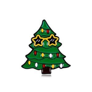Christmas tree glasses stars cool funky enamel pin festive pin