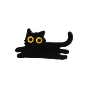 Black cat running speed aesthetic enamel pin minimalist pin