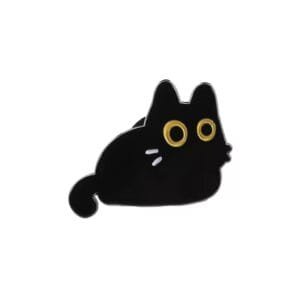 Black cat lying chill aesthetic enamel pin cat lover's pin