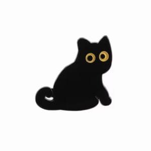 Black cat golden eyes minimalist enamel pin cat lover's pin