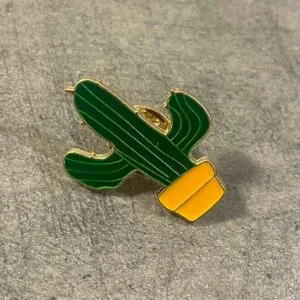 Green cactus yellow pot enamel pin plant brooch plant lover gift