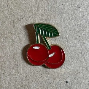 Two red cherries enamel pin berry fruit summer brooch