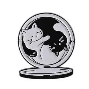 Black and white cat Yin Yang enamel pin philosophy brooch harmony pin